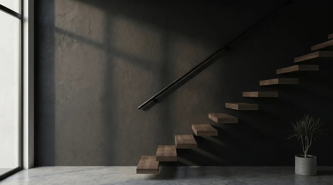 zwarte stalen trapleuning monteren