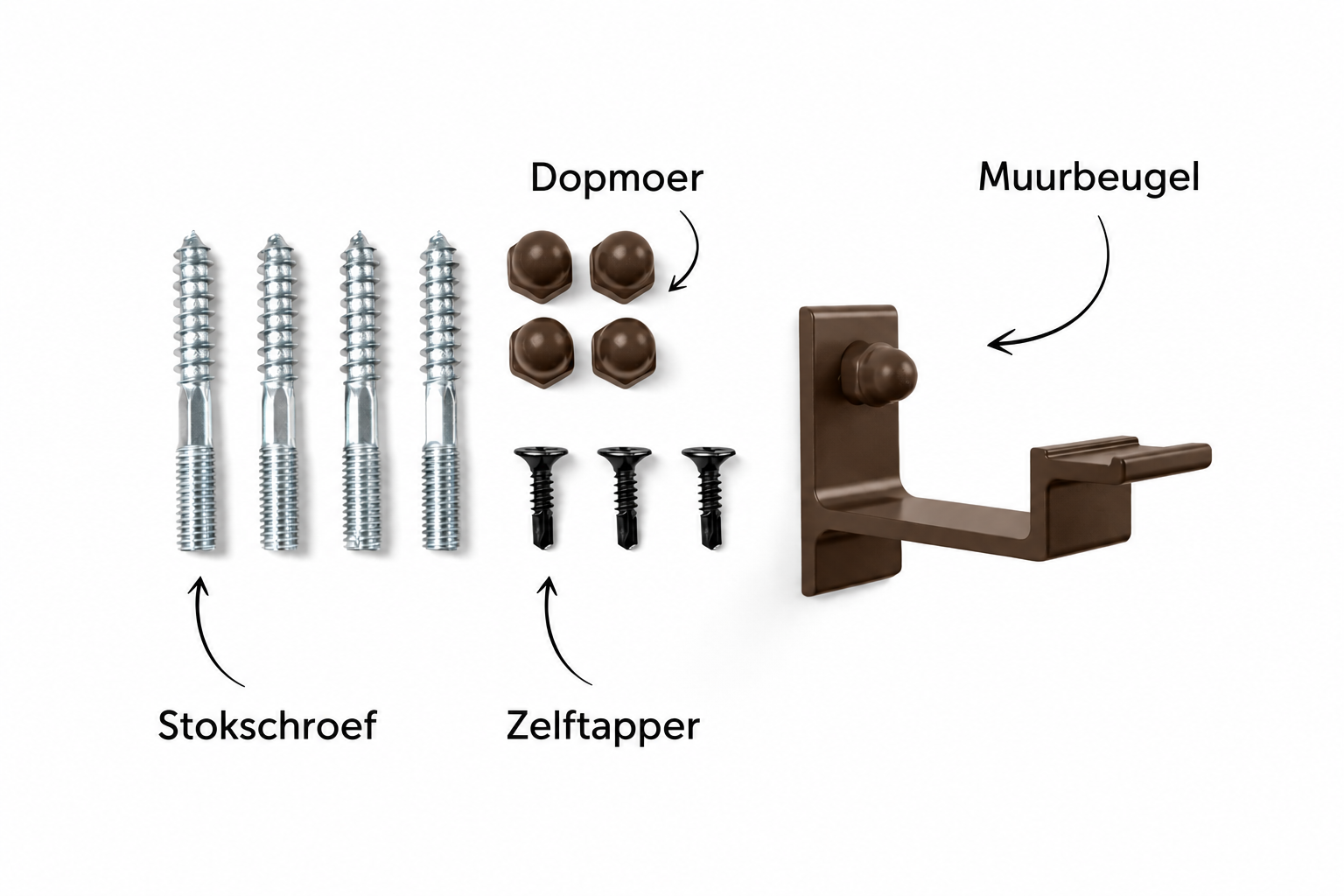 Stalen trapleuning Terra Brown rond naadloos 30mm with RAL8028 bevestigingsset by STAALFABRIQ