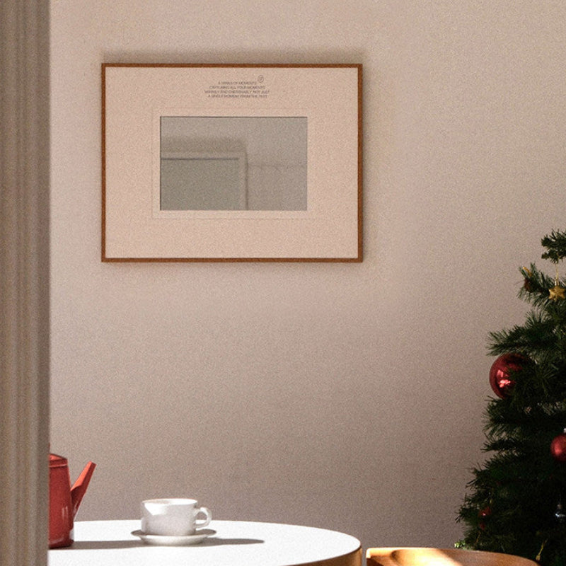 Franse wandspiegel met walnotenhouten frame – Vintage decoratie uit het midden van de vorige eeuw in een minimalistische stijl 3