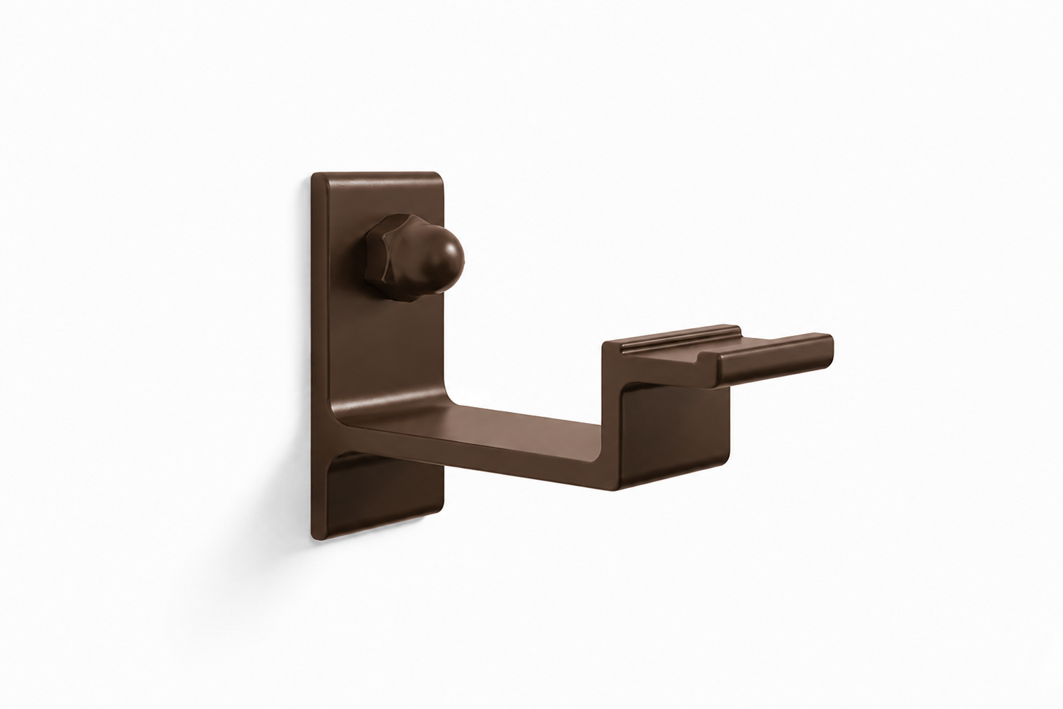 Stalen trapleuning Terra Brown rond naadloos 30mm met leuninghouder in RAL 8028, used for modern staircase handrails
