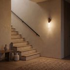 Modern wooden wall lamp with motion sensor by STAALFABRIQ, warm white LED light, USB rechargeable for a calm, cozy atmosphere.