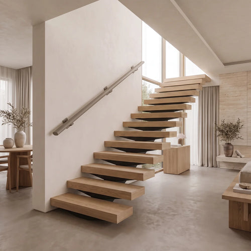 Stalen trapleuning in greige oval naadloos, 48x20mm, by STAALFABRIQ, showing smooth finish and modern design for staircase railing.