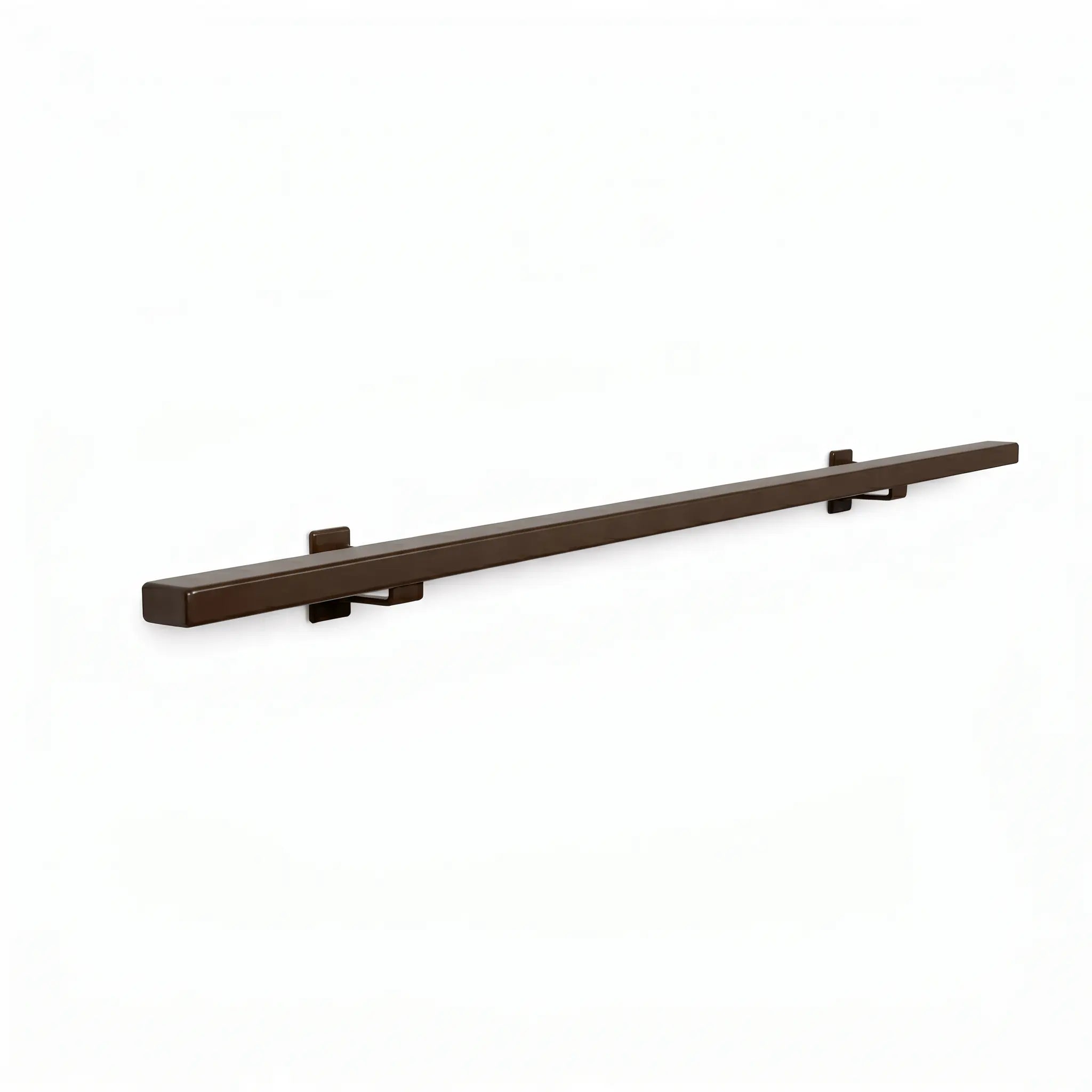 Stalen trapleuning Terra Brown, rechthoekige naadloze handrail with 40x20mm dimensions, made by STAALFABRIQ, shown in RAL8028 color.