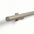 STAALFABRIQ greige round seamless 30mm stair railing trapleuning with a smooth finish, shown in RAL 1019 color.