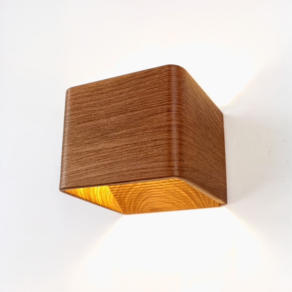 Scandinavische wandlamp met houtlook - Moderne LED-wandlamp, warm wit/wit, aluminium, bedraad, opbouwmontage 0