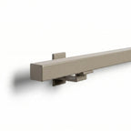 Stalen trapleuning in greige color, seamless 30x30mm square profile, by STAALFABRIQ, shown in RAL 1019 shade