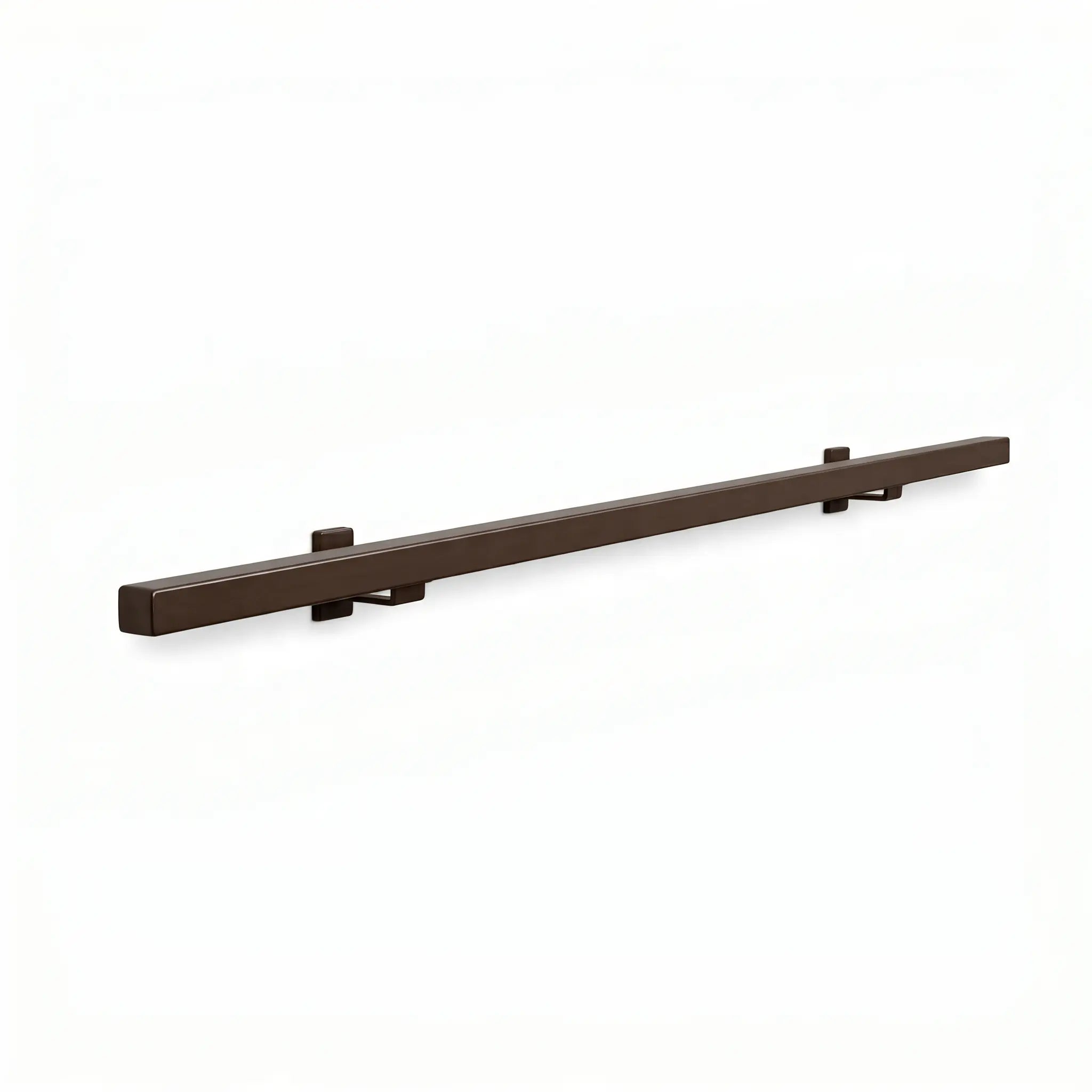 Stalen trapleuning Terra Brown vierkante naadloze railing van STAALFABRIQ, 30x30mm, RAL8028 kleur, zichtbaar in de afbeelding.