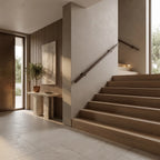 Square Terra Brown stair railing by STAALFABRIQ featuring seamless 30x30mm stainless steel design