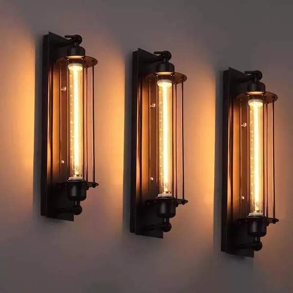 Vintage bar wandlamp - Industriële stijl, E27 LED-lampen, zwart ijzer, omhoog en omlaag gericht licht. 4