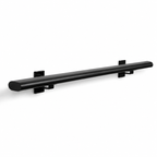Black oval seamless steel handrail trapleuning with 48x20mm dimensions, featuring a sleek and modern design by STAALFABRIQ.