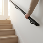 Staalfabriq - Stalen Trapleuning Zwart Ovaal Ø 48x20mm - inclusief Steunen / Leuninghouders