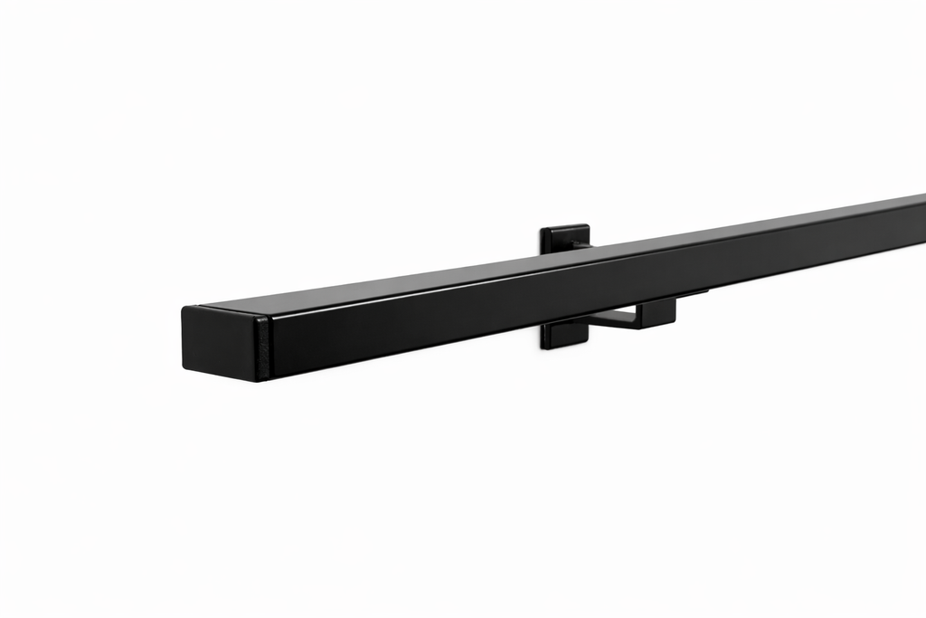 Staalfabriq - Stalen Trapleuning Zwart Rechthoek 40x20mm - inclusief Steunen / Leuninghouders