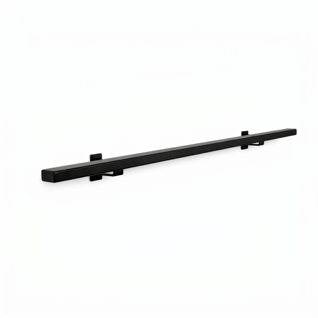 Black rectangular stainless steel handrail with seamless 40x20mm profile, designed by STAALFABRIQ.