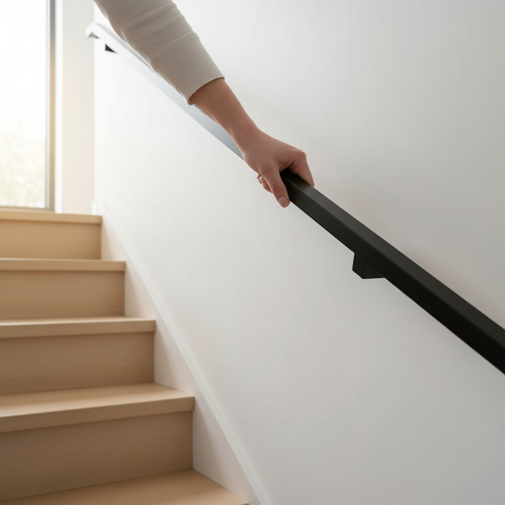 Staalfabriq - Stalen Trapleuning Zwart Vierkant 30x30mm - inclusief Steunen / Leuninghouders