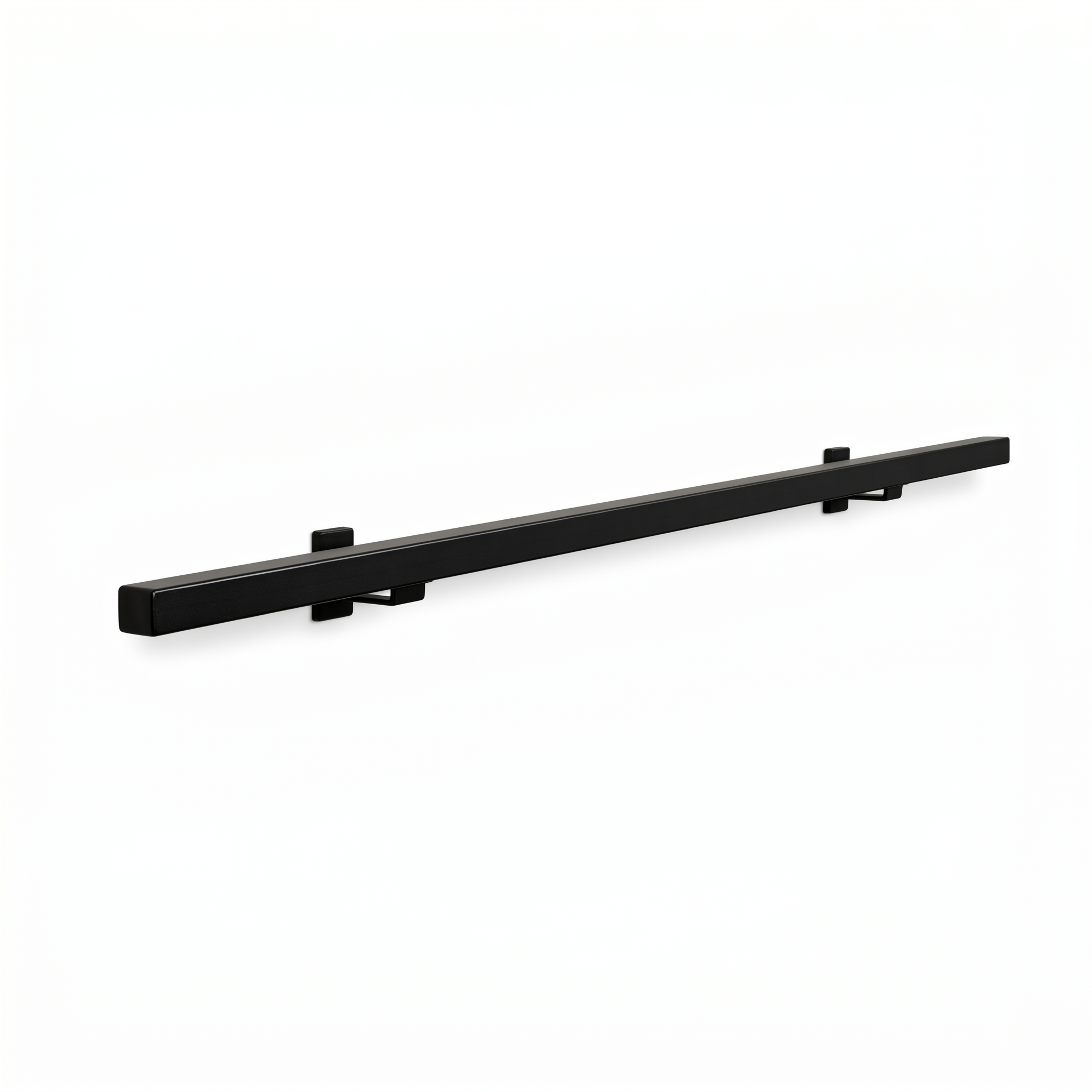 Black seamless square steel handrail with 30x30mm profile from STAALFABRIQ, shown in a close-up view.